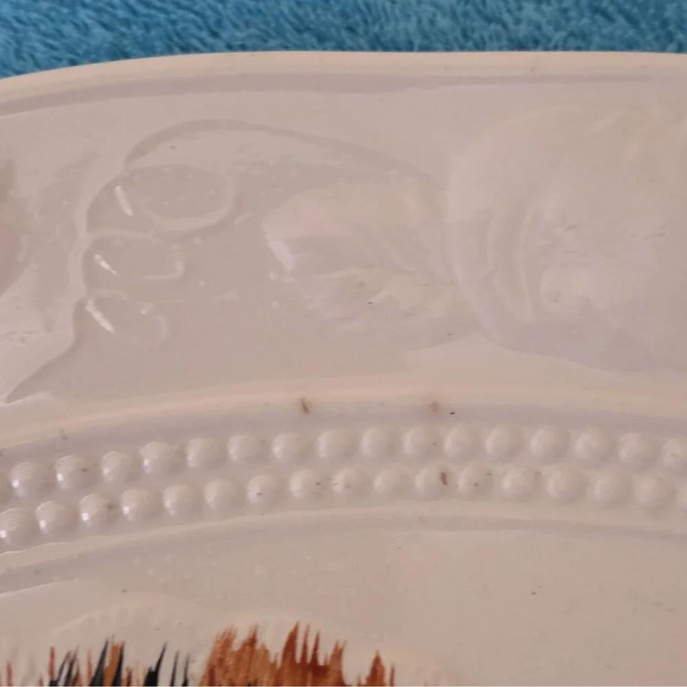 Hand Painted Ceramic Turkey Oval Platter Decorative Thanksgiving Birds Theme